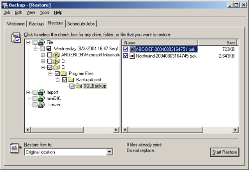 SQL server settings in BackupAssist