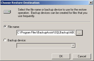 SQL server settings in BackupAssist